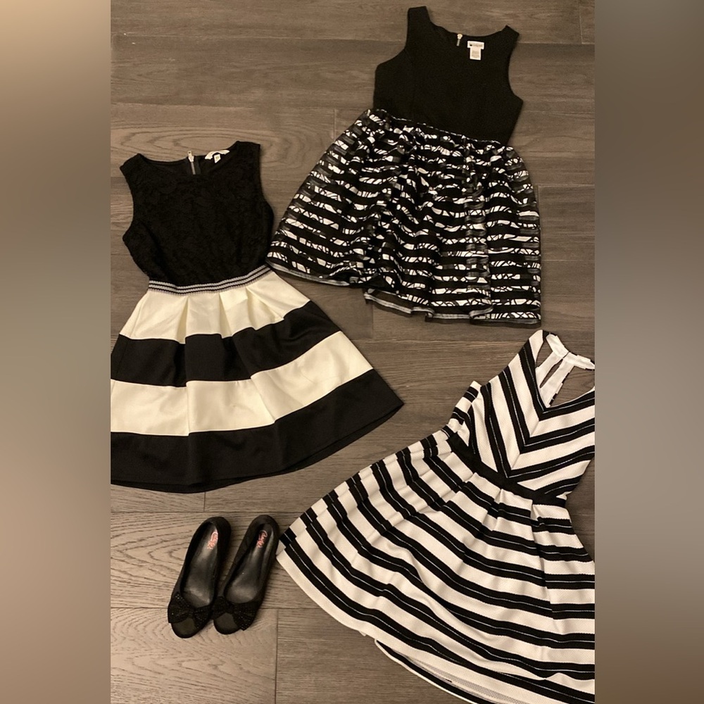 Black and White Striped Dresses with Shoes